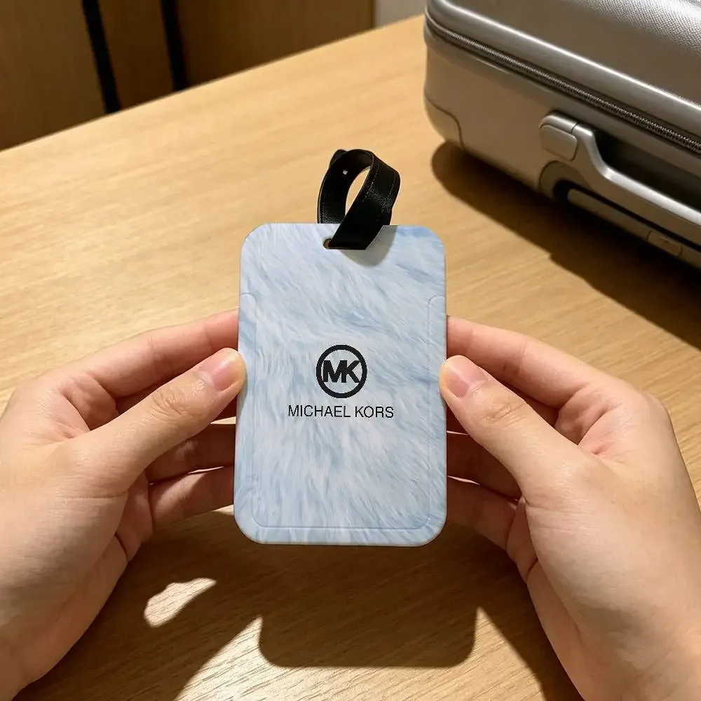 m-michaels-fashion-kors étiquette de bagage en pvc anti-perte avec porte-carte d'informations pour les voyageurs, utilisation quotidienne en extérieur