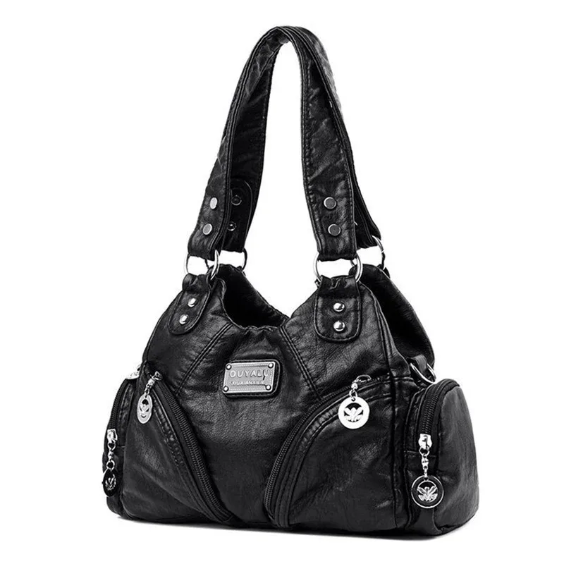 sacs à bandoulière en cuir pu souple de luxe pour filles, sacs à main noirs, fourre-tout, mini petits sacs de moto pour femmes, nouvelle collection