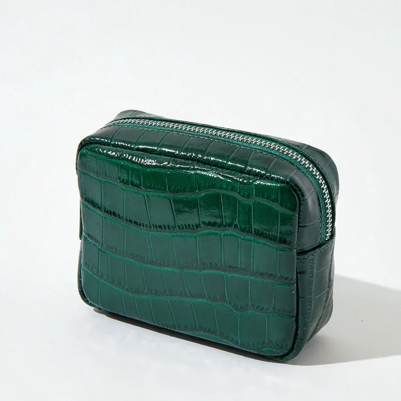 personnaliser les initiales en cuir véritable motif crocodile pochette mini boîte sacs de maquillage pour les femmes de luxe concepteur 2026 nouveau en cuir de vache naturel voyage affaires organisateur sac