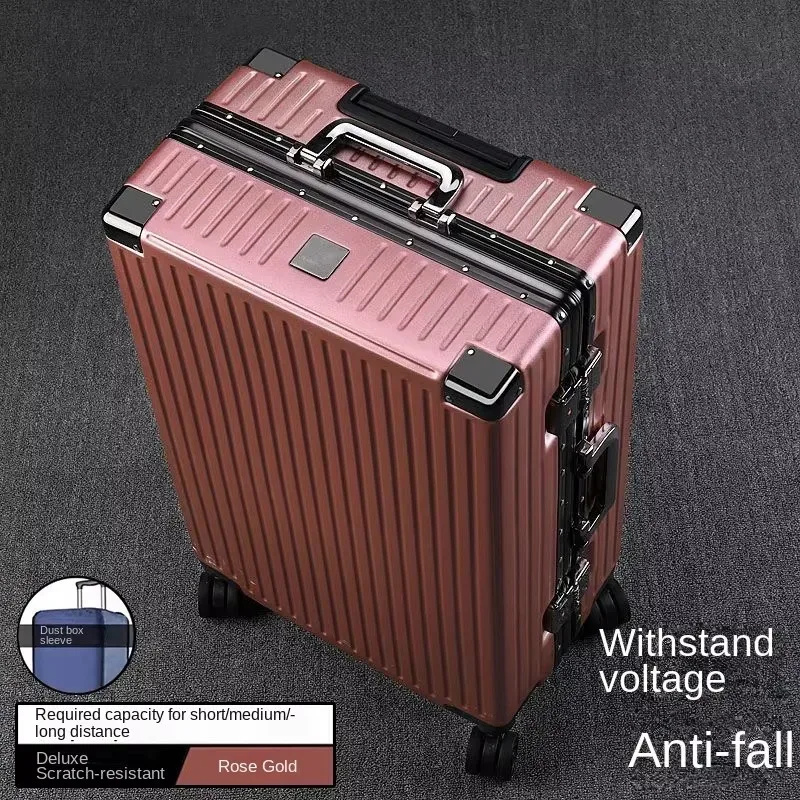 valise à cadre en aluminium, grande capacité, robuste et durable, avec serrure à combinaison, bagage cabine en pc épaissi, 20/22/24/26/28 pouces