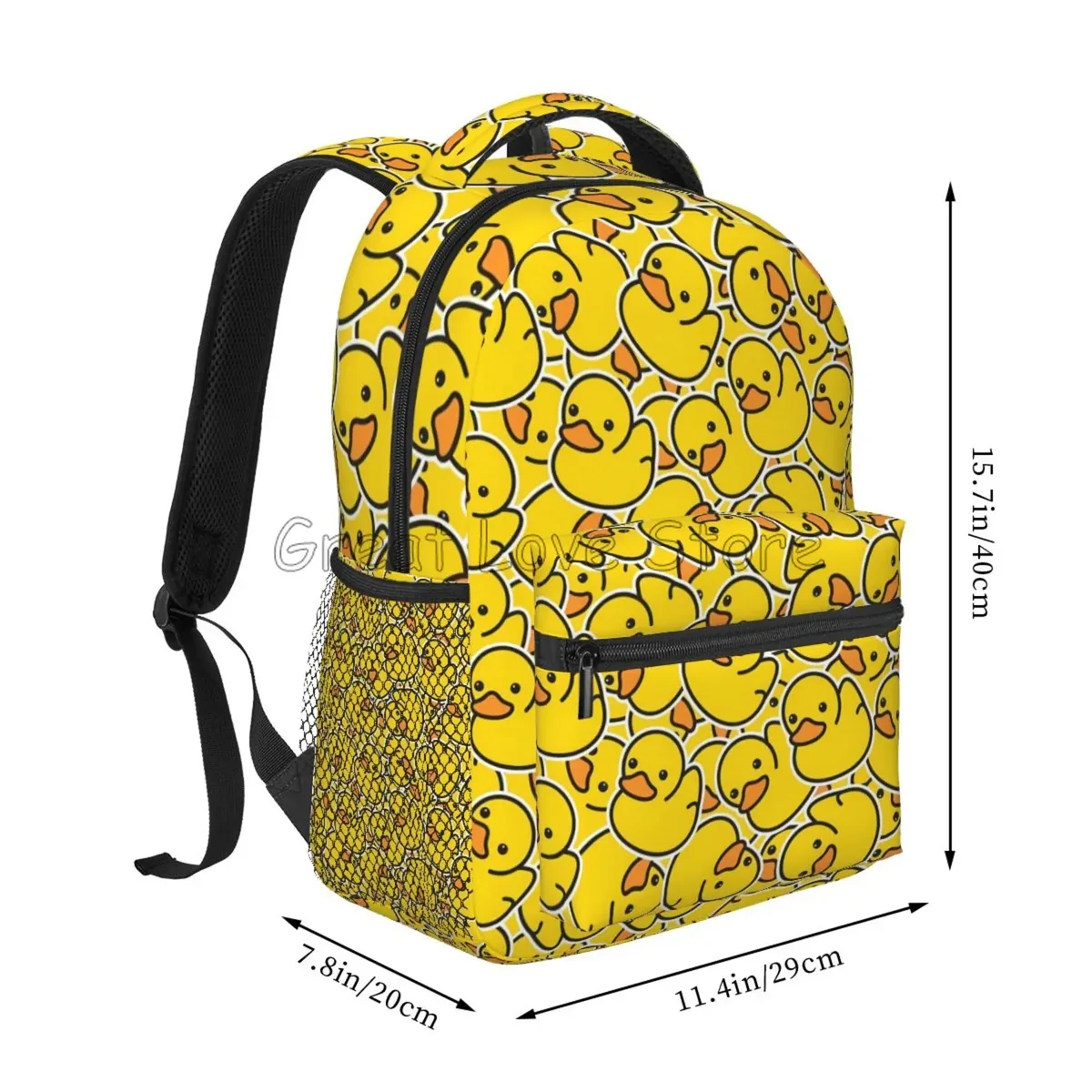 sac à dos en caoutchouc imprimé canards de dessin animé pour ordinateur portable, mignon canards jaunes, sacs à dos de voyage de grande capacité, sac à bandoulière pour étudiant, sac à livres d'école