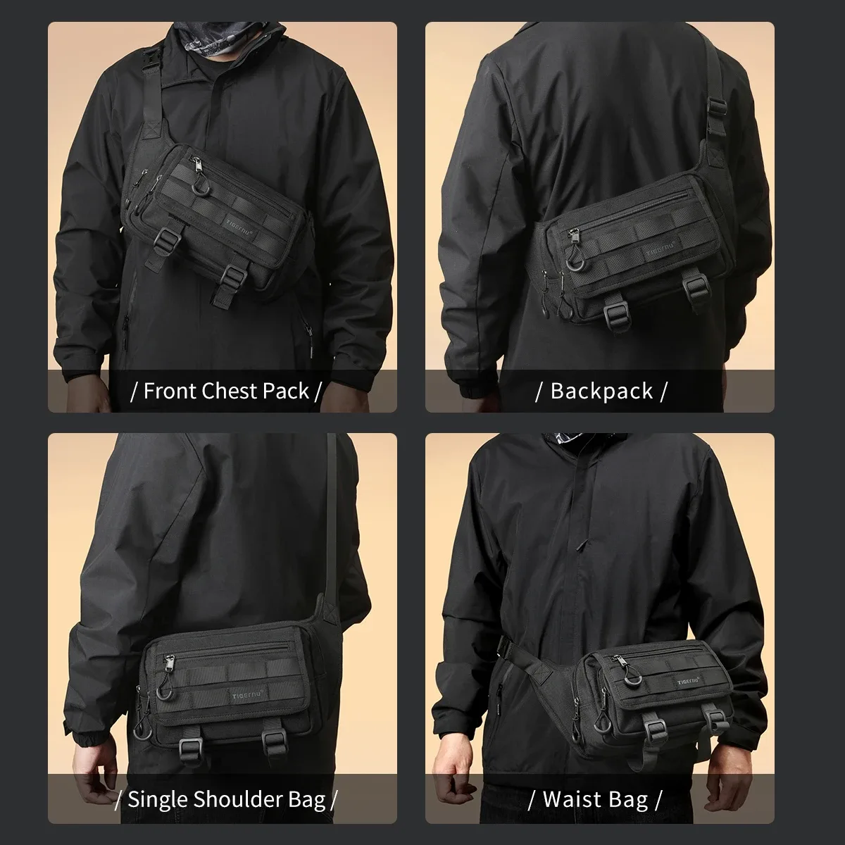 tigernu hommes sacs de poitrine sacs de messager en plein air pour hommes chasse sac de transport sac à bandoulière mâle randonnée sac à bandoulière sac de taille bandoulière