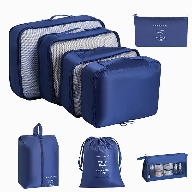 organisateur voyage tissu oxford beige clair grille transparente grande capacité rangement vêtements accessoires transports usage polyvalent domicile travail
