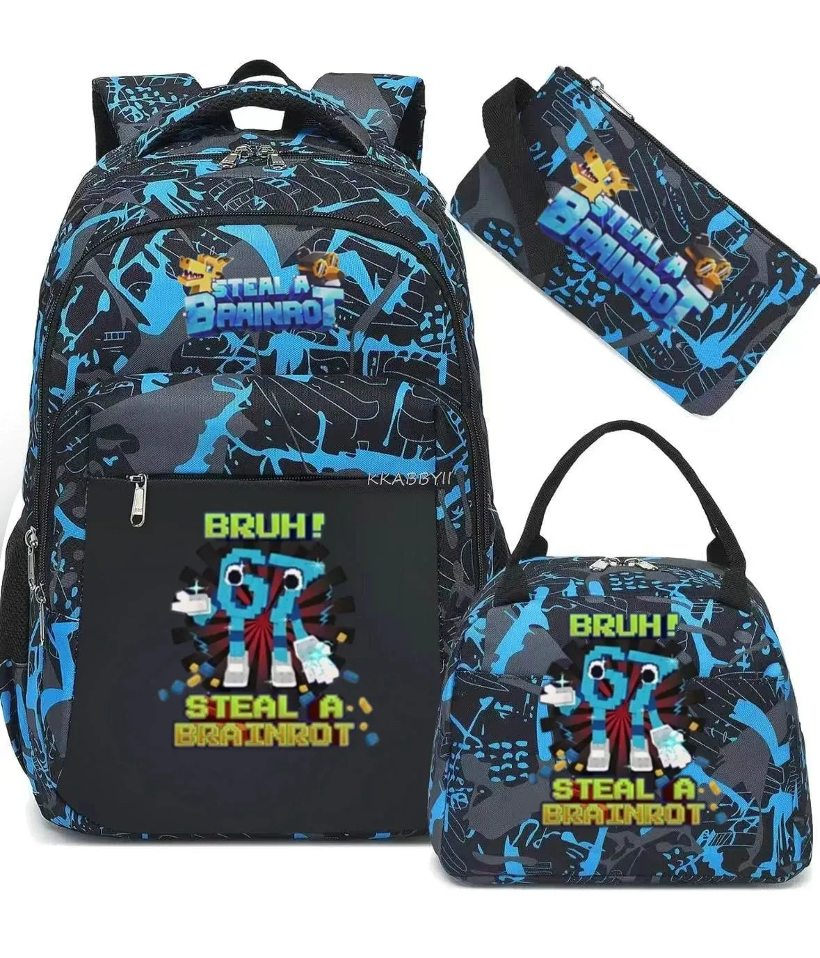 sac à dos steal a brainrot avec sac à lunch pour adolescents et étudiants, ensemble de voyage décontracté et confortable
