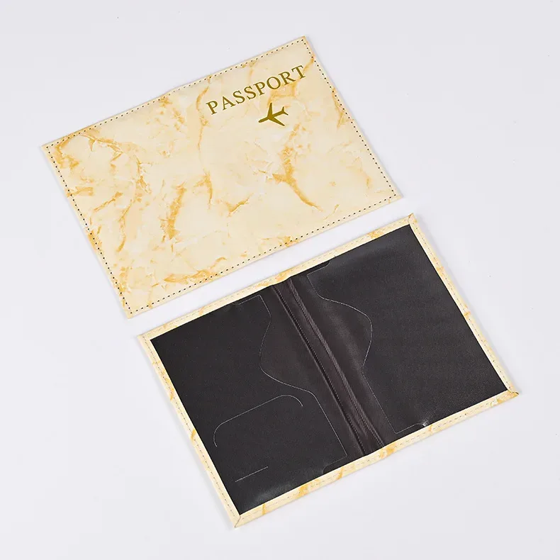 couverture de passeport à motif de marbre couleur macaron, porte-documents ultra-fin, porte-passeport de voyage, couverture de carte d'identité, accessoires de voyage