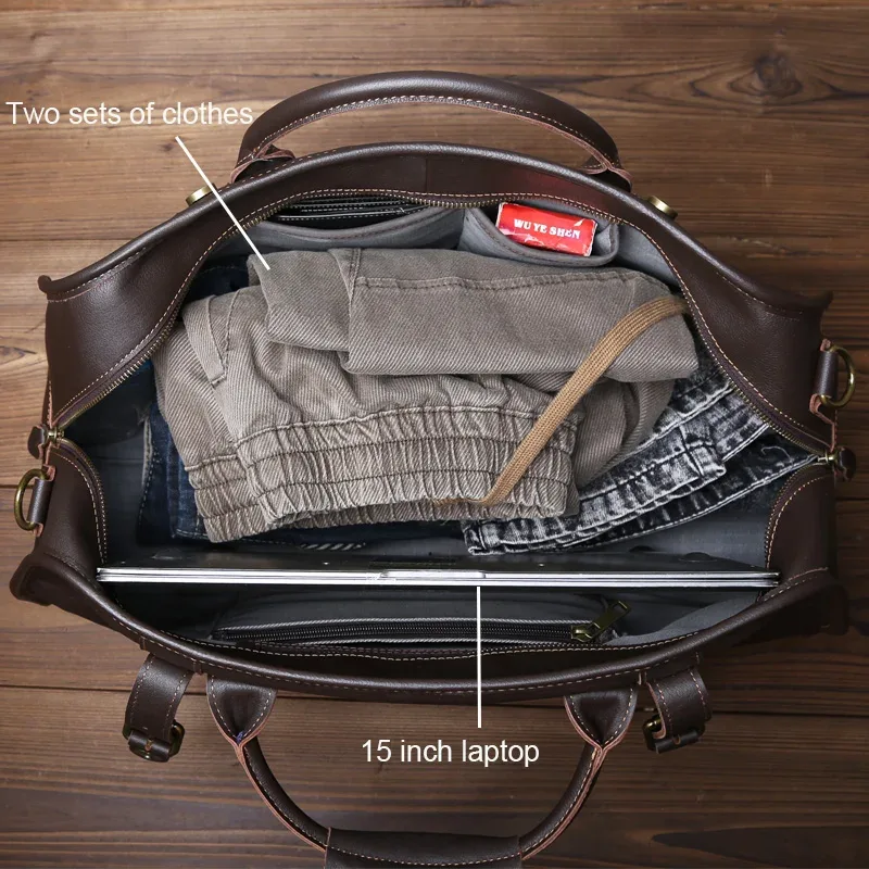 sac à bandoulière en cuir véritable pour homme, sac à main décontracté, cuir de vachette couche supérieure, grande capacité, voyage à courte distance