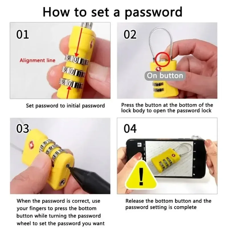 serrure tsa à 3 chiffres personnalisable en alliage de zinc, avec mot de passe numérique modifiable, antivol, portable, pour bagages et valises, idéale pour les voyages en avion.