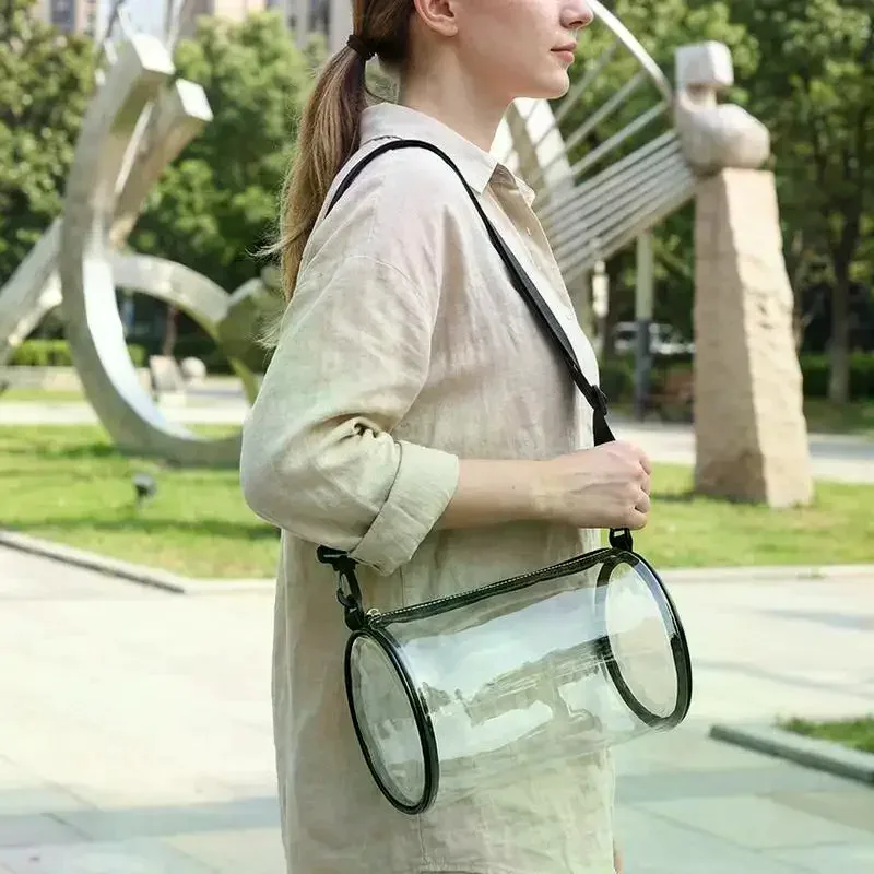 sac bandoulière transparent élégant pour femme, mini sac cylindrique pour soirées et mode urbaine