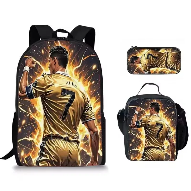 sac dos nylon imprimé cristiano ronaldo multicolore noir unisexe grande capacité pochette sacs associés