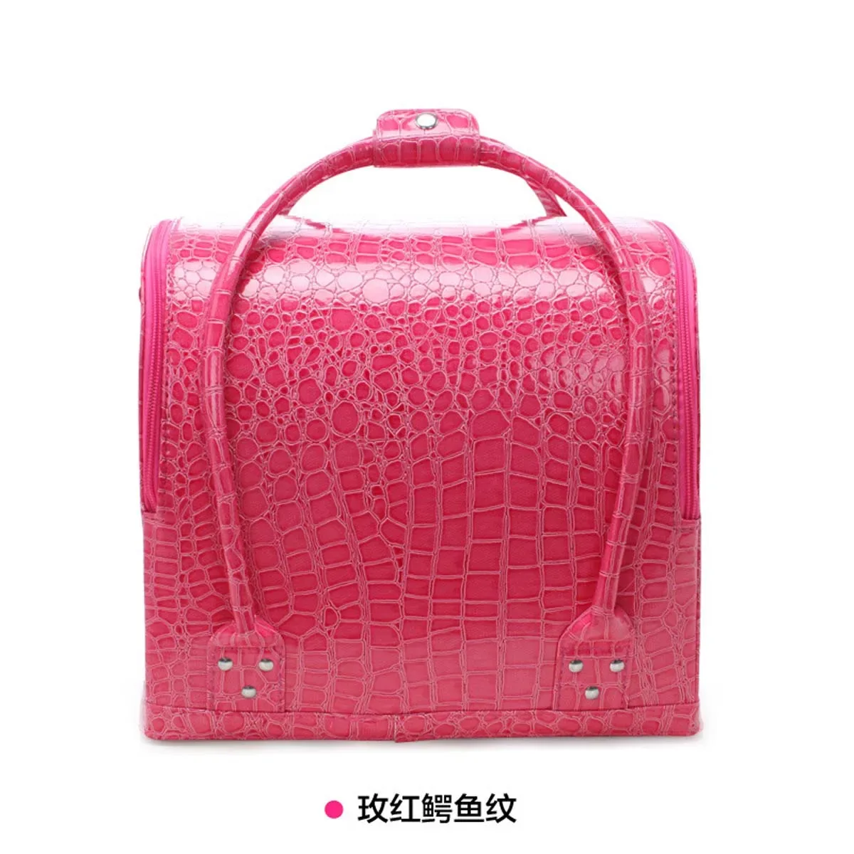 trousse de maquillage en pu imprimé crocodile grande capacité, boîte à outils portable multi-niveaux pour maquillage et tatouage, design sophistiqué