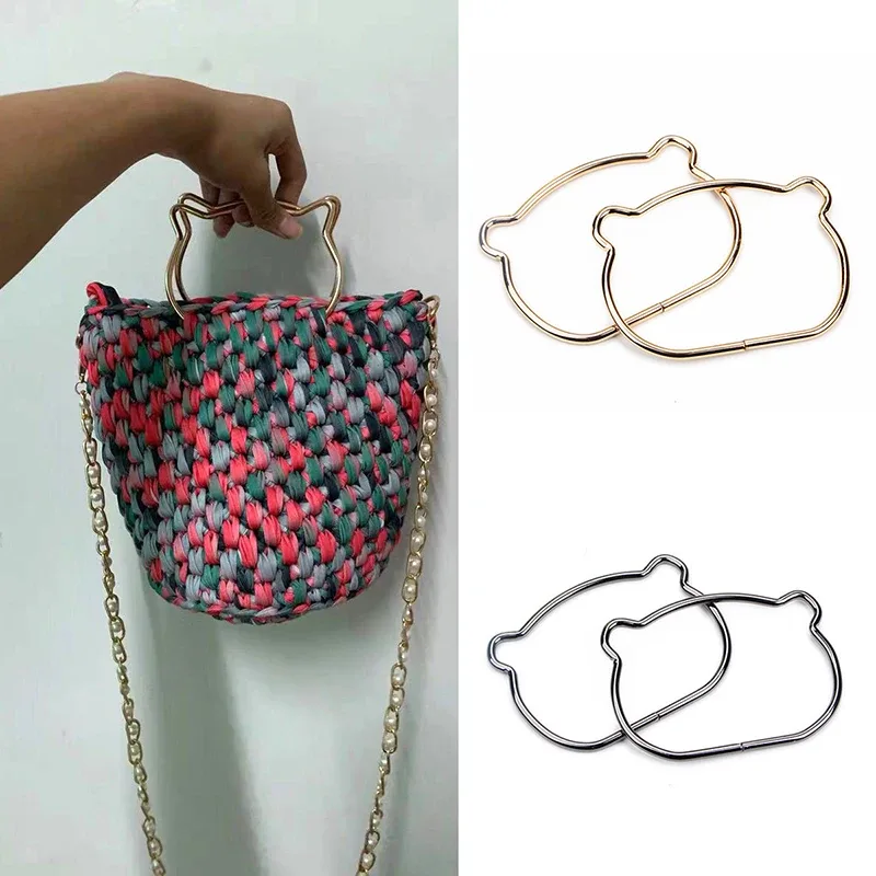 poignée de sac en métal avec oreilles de chat mignon, remplacement pour bricolage de sacs à bandoulière, fabrication de sacs à main