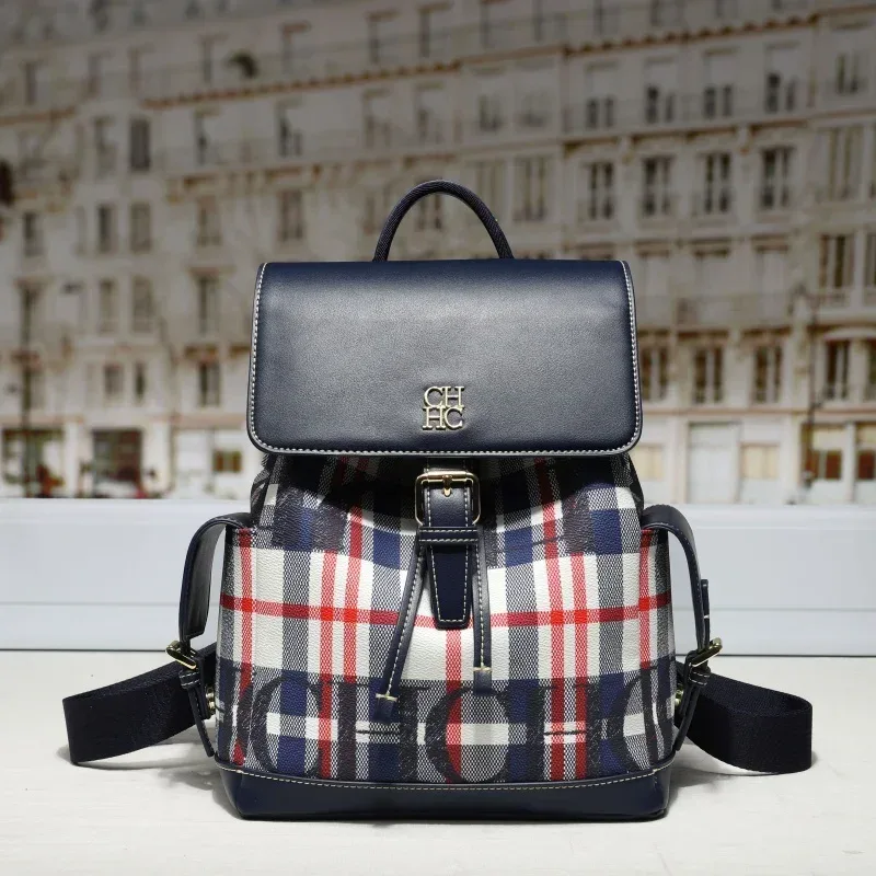 sac dos tissu résistant motif tartan noir rouge blanc bandoulière voyage femmes etudiant ecole