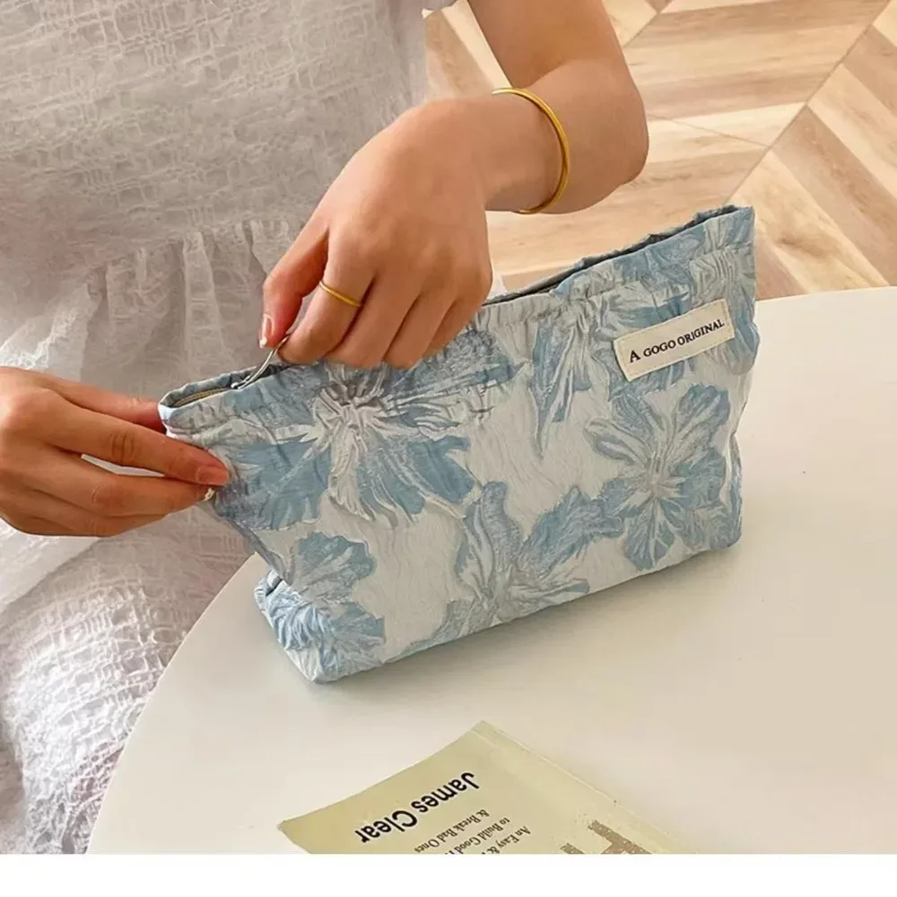 sac de maquillage portable à motif floral, grande capacité, sac cosmétique multifonctionnel, organisateur de cosmétiques, voyage