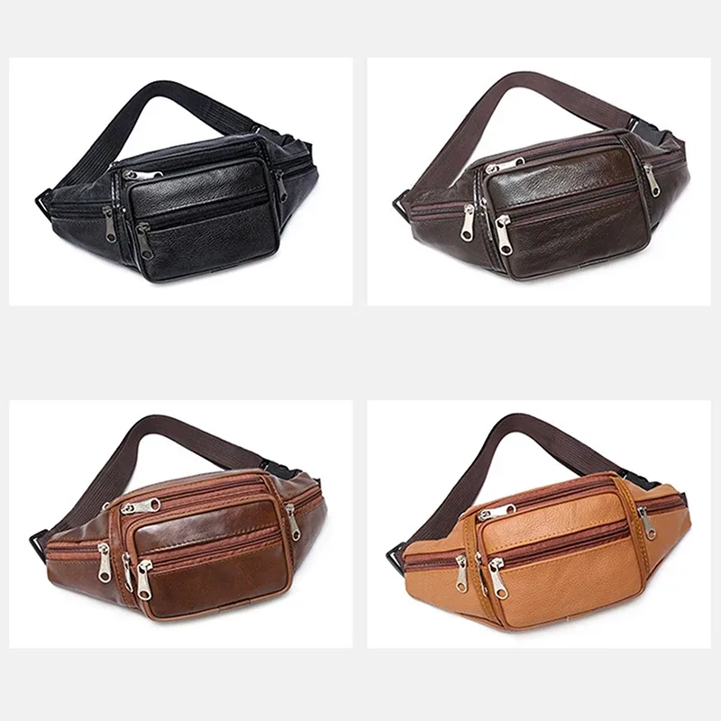 sac de taille en cuir pu pour hommes, sac de ceinture, sac banane en cuir artificiel, petits sacs à bandoulière de luxe à la mode pour hommes