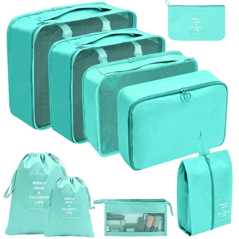 7/8/9 pièces nouvel ensemble organisateur de voyage sacs de rangement grande capacité valise stockage bagages vêtements tri organisateur ensemble pochette à chaussures