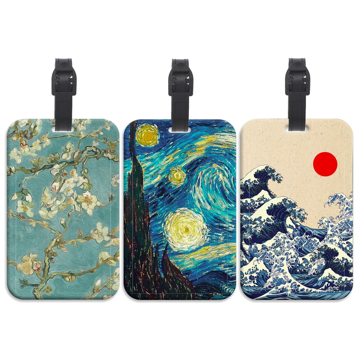 étiquette de bagage artistique en plastique motif peinture à l'huile, porte-carte d'identification anti-perte pour valise et sac à dos, accessoires de bagage tendance, cadeaux