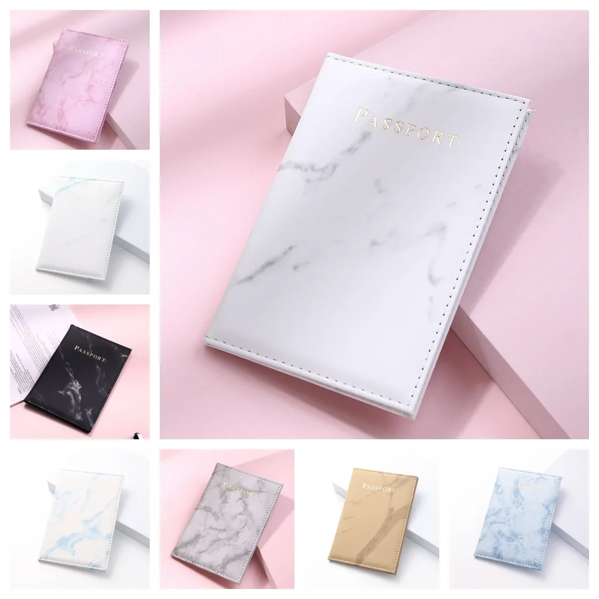 couvertures de passeport à motif marbré pour hommes et femmes, porte-passeport de voyage, couverture de protection, porte-carte d'identité et de crédit, vente en gros