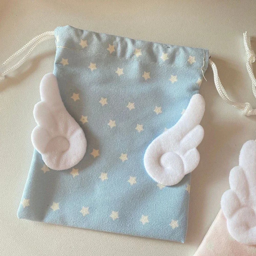toile chaude ailes d'ange étoiles sac de maquillage ins cordon sac de rangement portable bundle poche anti-poussière sac de rangement organisateur sac