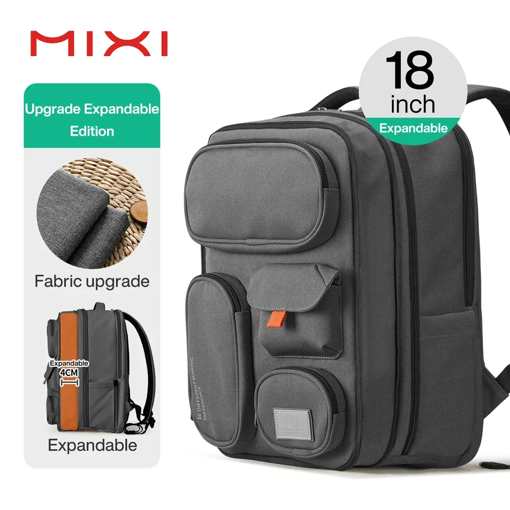 mixi nouveau design brevet sac à dos de voyage multifonctionnel unisexe étanche 18 pouces m5015