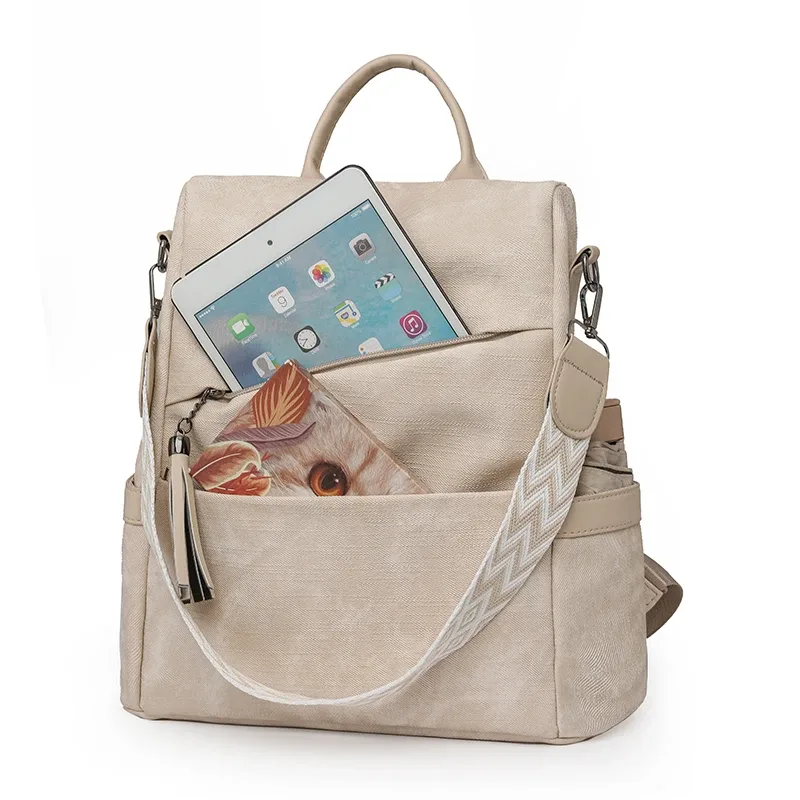 sac à dos en cuir pu de bonne qualité pour femmes, sac à bandoulière de styliste, sac de jour de grande capacité, sac d'école pour filles