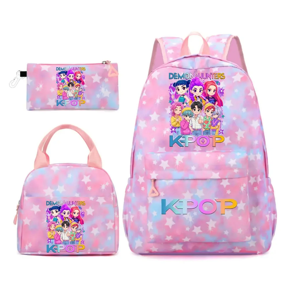 sac à dos kpop demon hunters pour filles, enfants, sacs à crayons, sacs à déjeuner, sacs à livres, sacs d'école pour femmes et adolescentes, ensembles de sacs à dos de voyage pour ordinateur portable