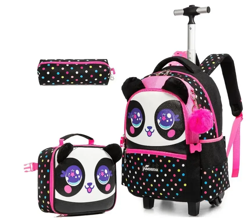 sac de voyage à roulettes pour filles, valise à roulettes pour filles, sac à roulettes pour élèves du primaire, ensemble de sacs à roulettes pour l'école, sac à déjeuner, trousse à crayons