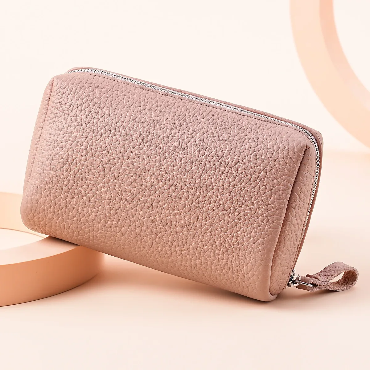 trousse de toilette de voyage en cuir pour femme, mini pochette cosmétique avec 3 compartiments, trousse de maquillage facile à nettoyer pour sac à main