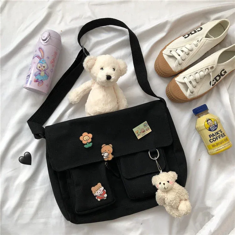 femmes simple sac de messager sacoche décontractée dames sacs à main sac à bandoulière pochette filles doux imprimé toile croix sacs d'école sacs à main