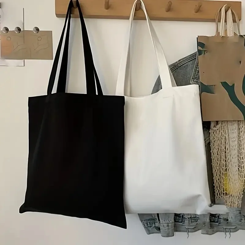 sac à bandoulière en toile de couleur unie pour femmes, simple et décontracté, grande capacité, pour le shopping et les voyages