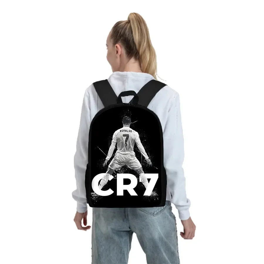 sac à dos monocouche imprimé football noir pour garçons/filles, meilleurs cadeaux, sac d'école dessin animé 2d plat pour enfants