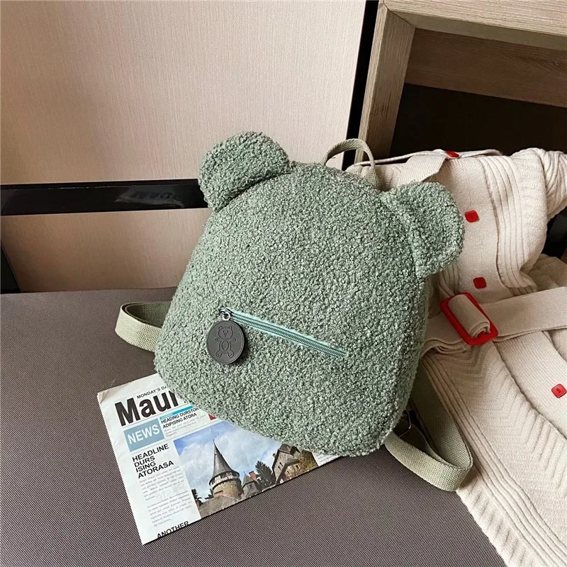sac à dos en peluche, sac à dos mignon avec oreilles d'ours, sac parent-enfant, sac de transport de style décontracté de grande capacité