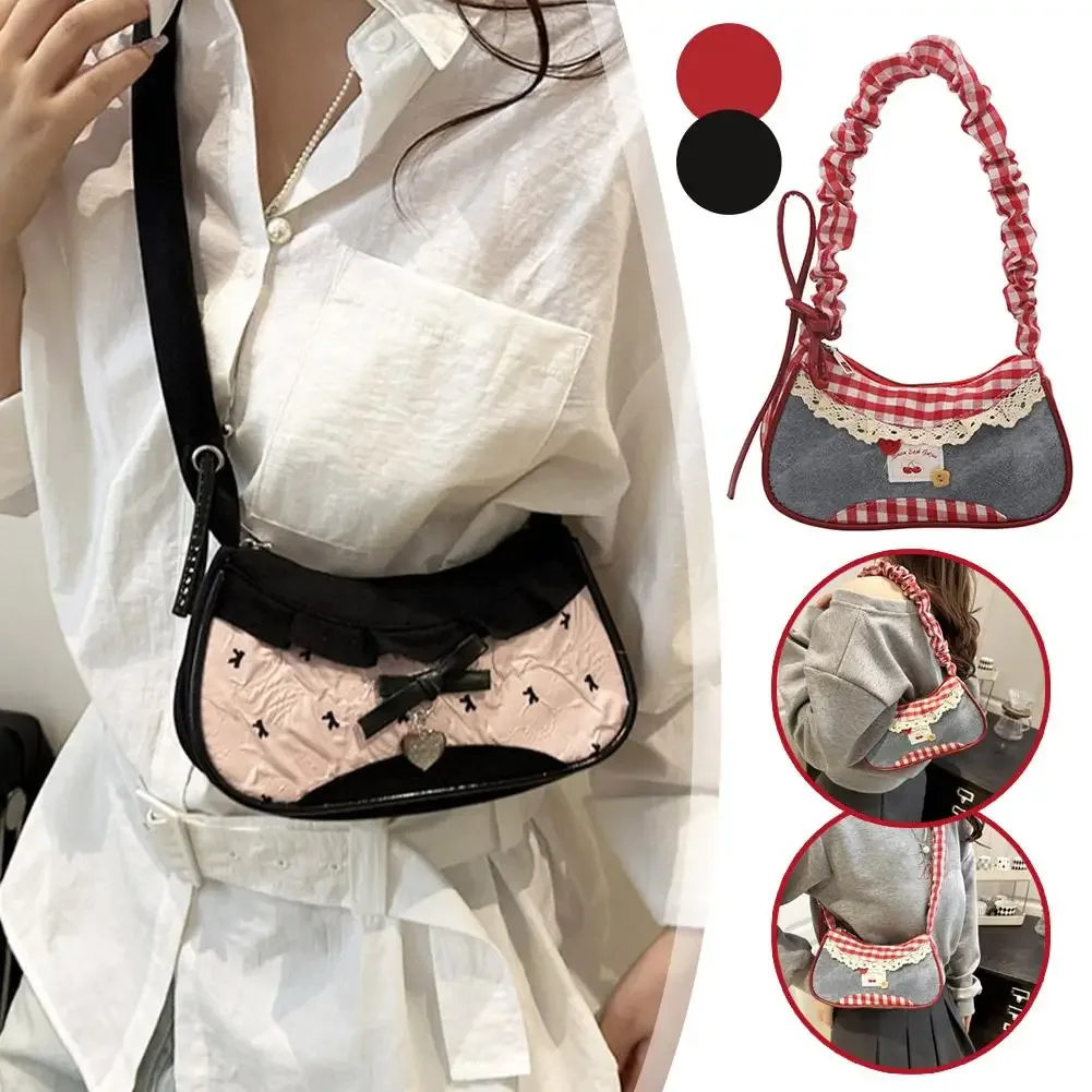 mini sacs à main fashion grid avec bandoulière réglable, sac de transport coréen, sac à bandoulière, sac porté épaule, pochette sous le bras