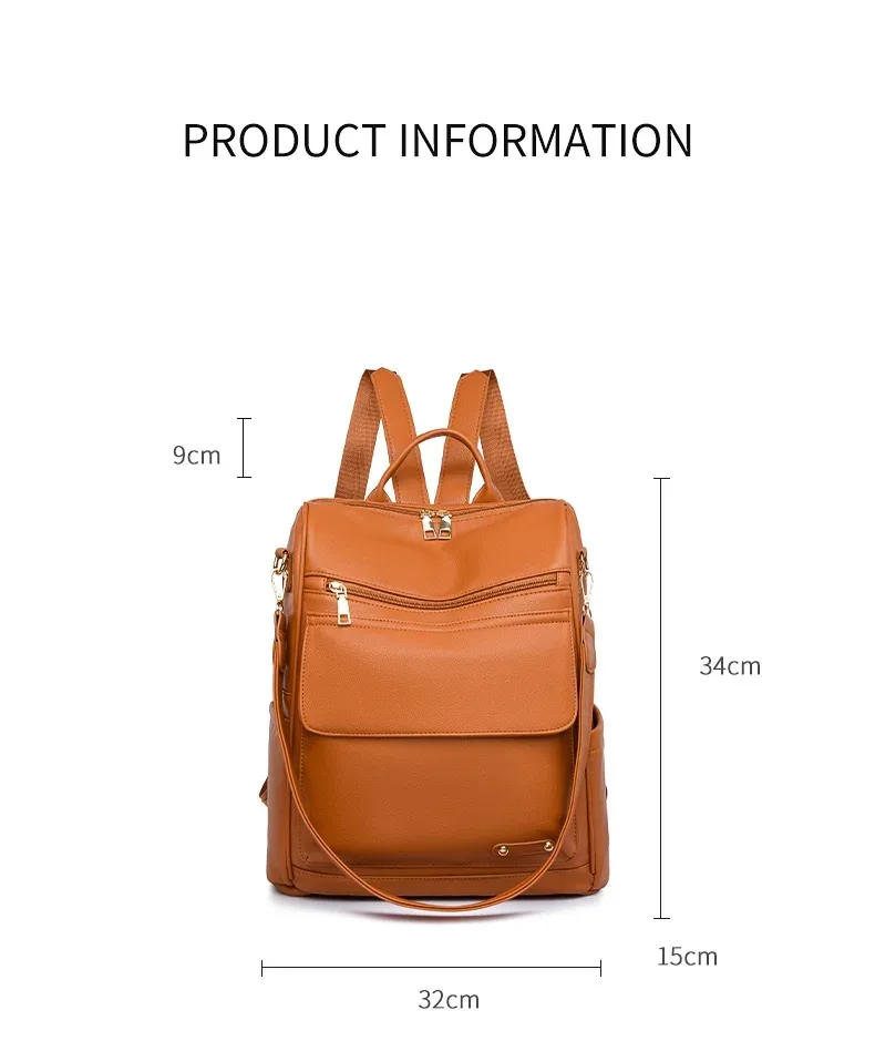 sac à dos antivol pour femmes, sac à bandoulière en cuir pu, sacs à main tendance pour femmes