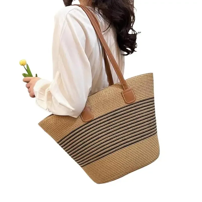 sac à bandoulière en paille inswind pour femmes, grande capacité, pour la plage, les voyages, les vacances, l'usage quotidien, le shopping, les trajets domicile-travail et les courts séjours