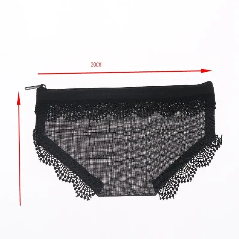 pochette de rangement transparente y2k en dentelle et maille en forme de cœur pour cosmétiques et maquillage, idéale pour les voyages