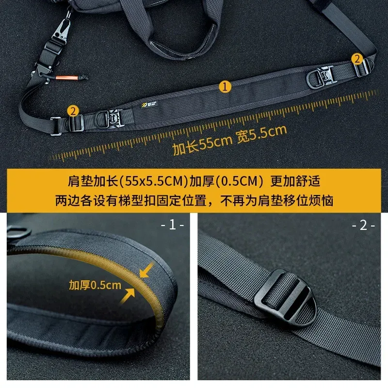 sangle tir camouflage noir gris tissu résistant clips métalliques boucle serrage accessoire sport militaire nylon