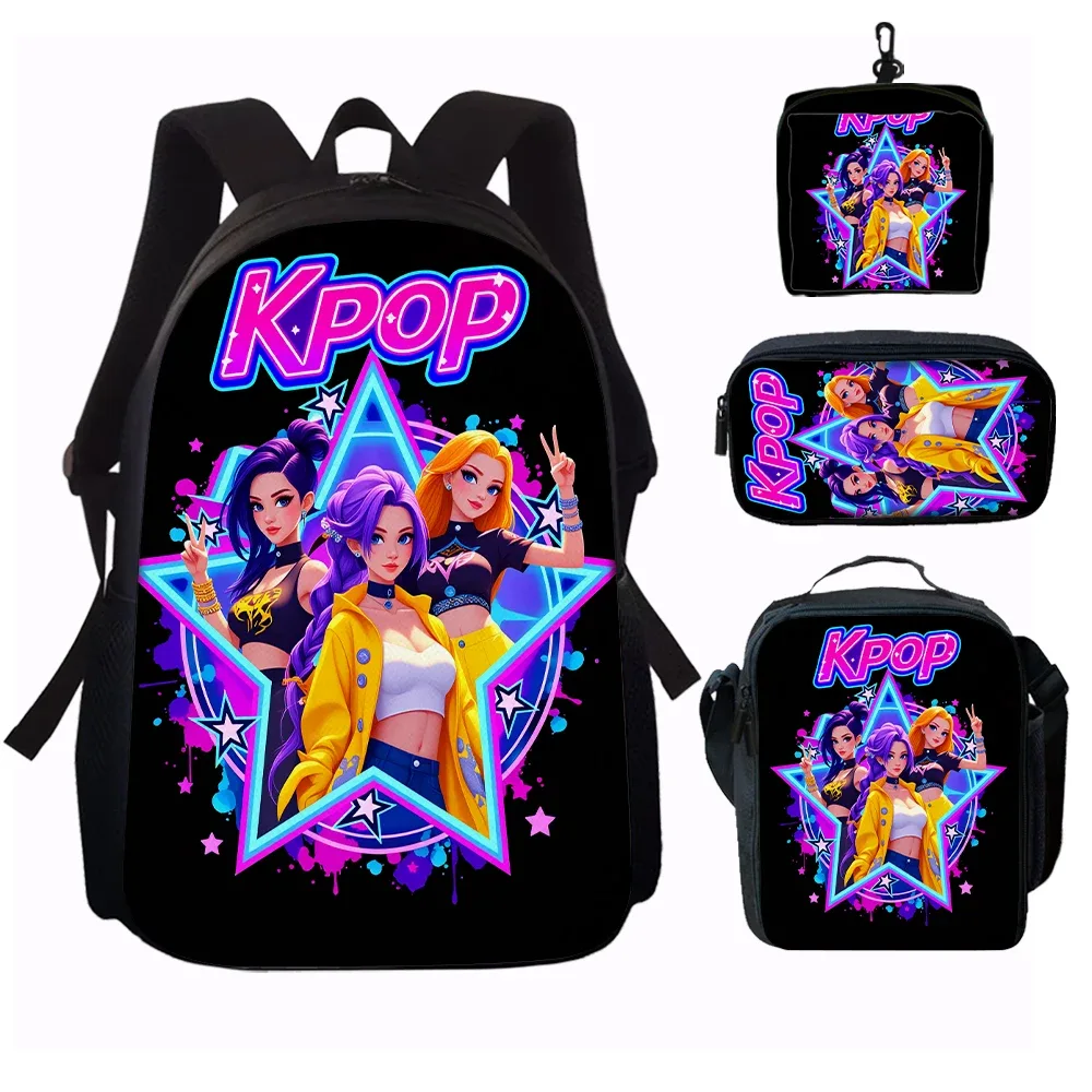 sac dos polyester noir motif kpop personnages lumière accessoires voyage polyvalent unisexe durabilité escapade week end