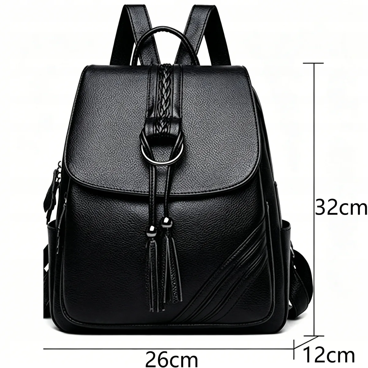 sac à dos et sac à main 2-en-1 en éco-cuir pour femme avec pompon – sac fourre-tout léger et spacieux, format a4, bretelles réglables, accessoires argentés pour le travail et les voyages