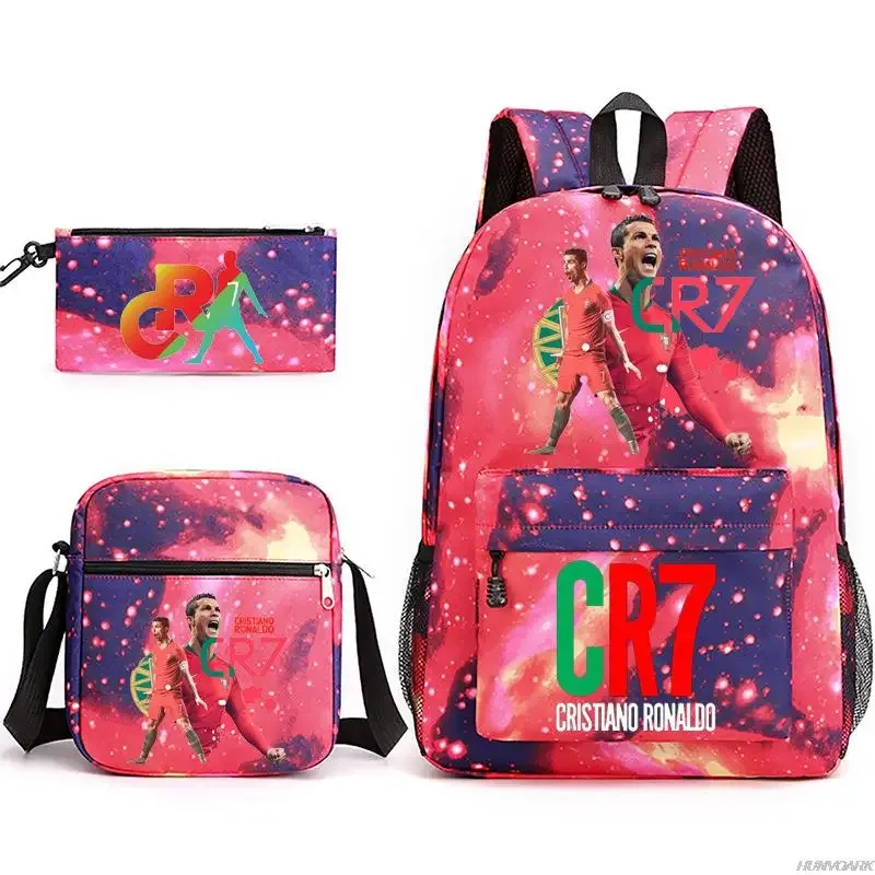 sac dos oxford université appliques cristiano ronaldo motifs galactiques ligne bleue pochette bandoulière noire vert rouge voyage étudiant