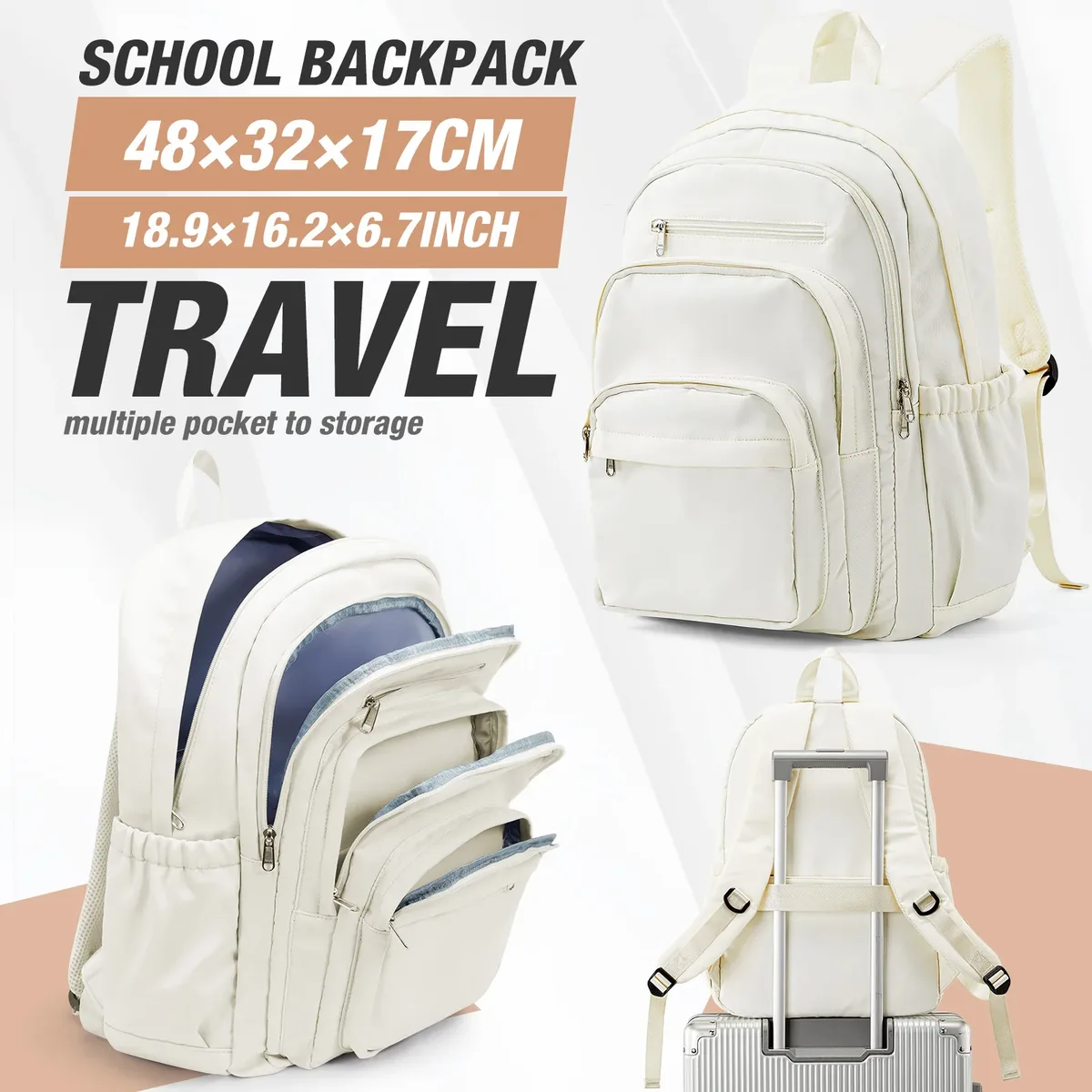 sac à dos pour femme, grande capacité, léger, sac d'école, sac à dos pour ordinateur portable, multi-poches, sac à dos pour écolière, sacs à dos pour tous les jours