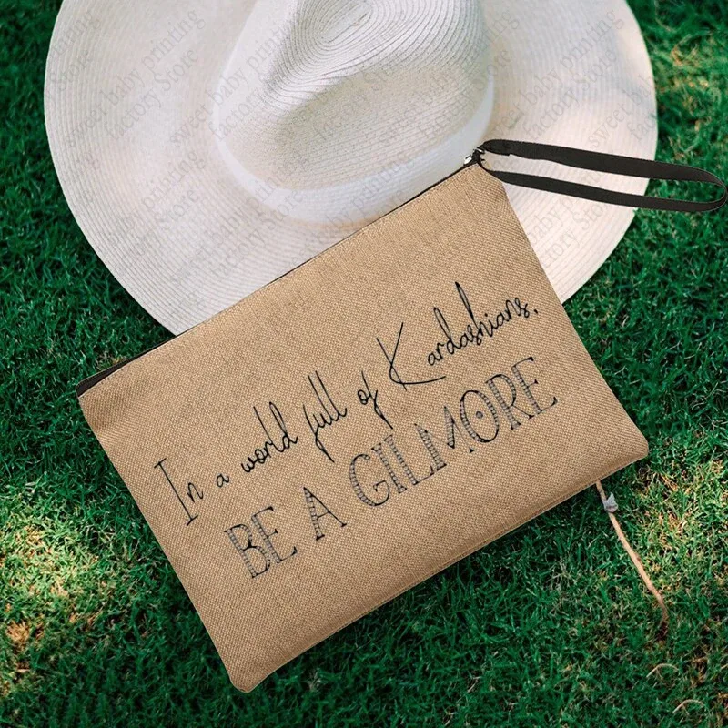 luke's flaxen cosmetic bag, coffee lover purse, inspired unisex wristlet clutch, gilmore girl star hollow powder, gérmerch