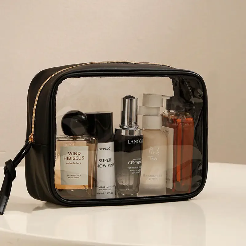 sac de rangement transparent, 1 pièce, trousse de maquillage transparente, trousse de toilette, kit de voyage polyvalent, organisateur portable anti-poussière de grande capacité