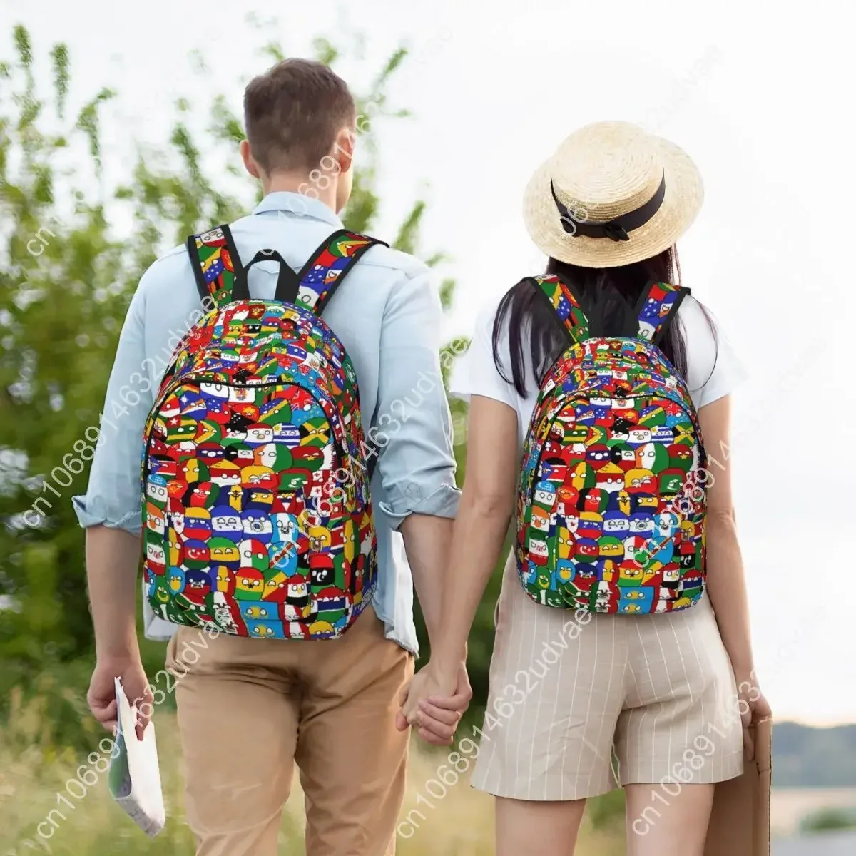 sac à dos de dessin animé countryball, sac à livres scolaire, sac à dos en toile avec motifs de pays et de la terre, sac pour la maternelle et la préscolaire