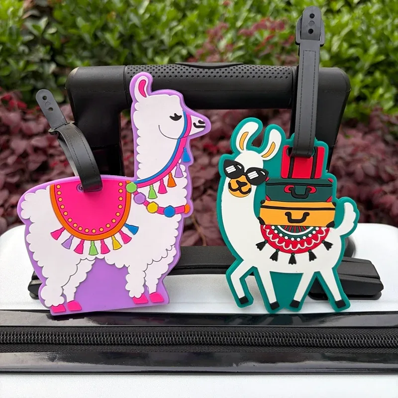 1/2 étiquettes de bagage animaux alpaca – identificateur anti-perte pour bagages de compagnie – étiquette suspendue pour couples – essentiels de voyage