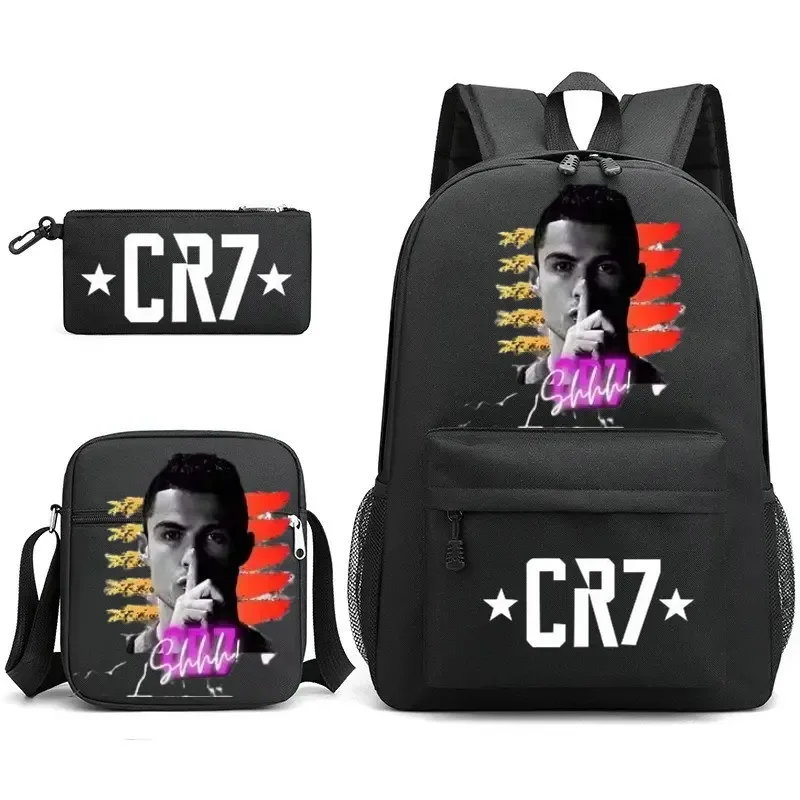 sacs d'école de cosplay football cr7, sac à dos pour ordinateur portable, pour adolescents garçons et filles, 3 pièces/ensemble
