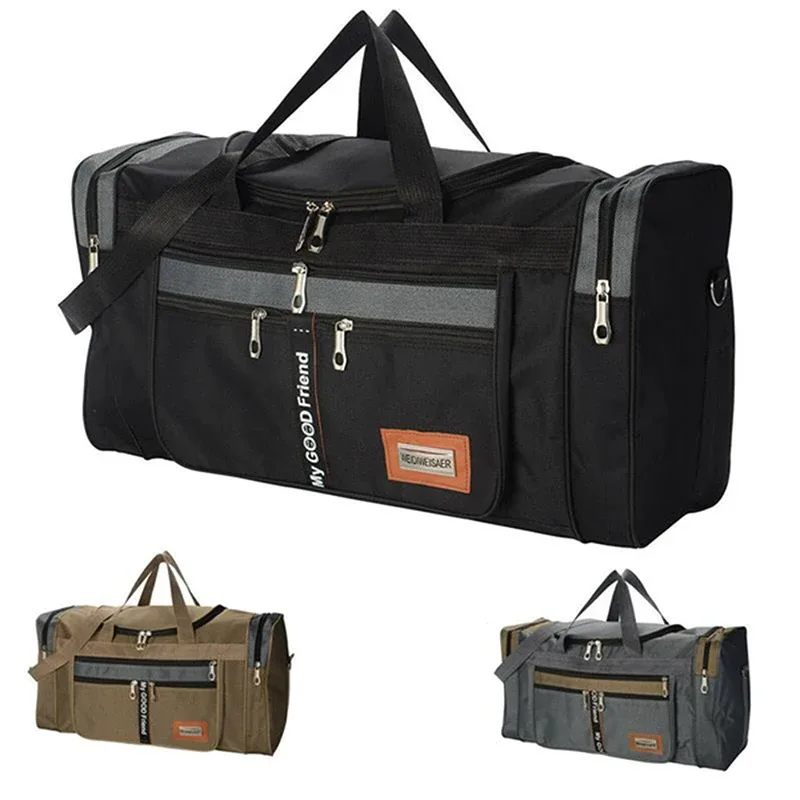 sac de voyage grande capacité, sac à main portable, bagage de transport en plein air, pratique, sacs de sport de week-end pour hommes, lettres aléatoires