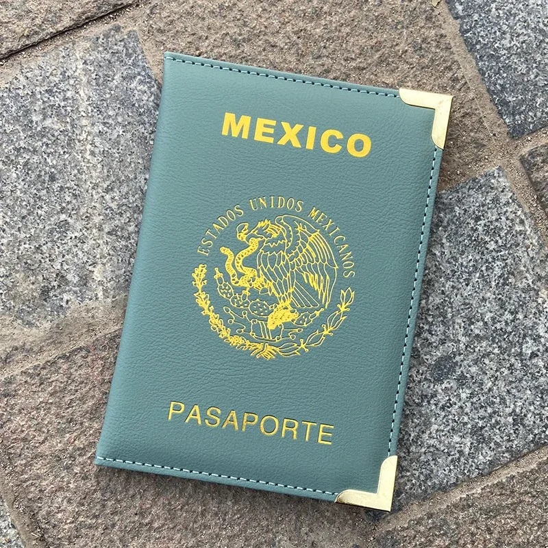 couverture de passeport du mexique bords et coins métalliques porte-passeport portefeuille de voyage couvertures de mode pour femmes pour passeports