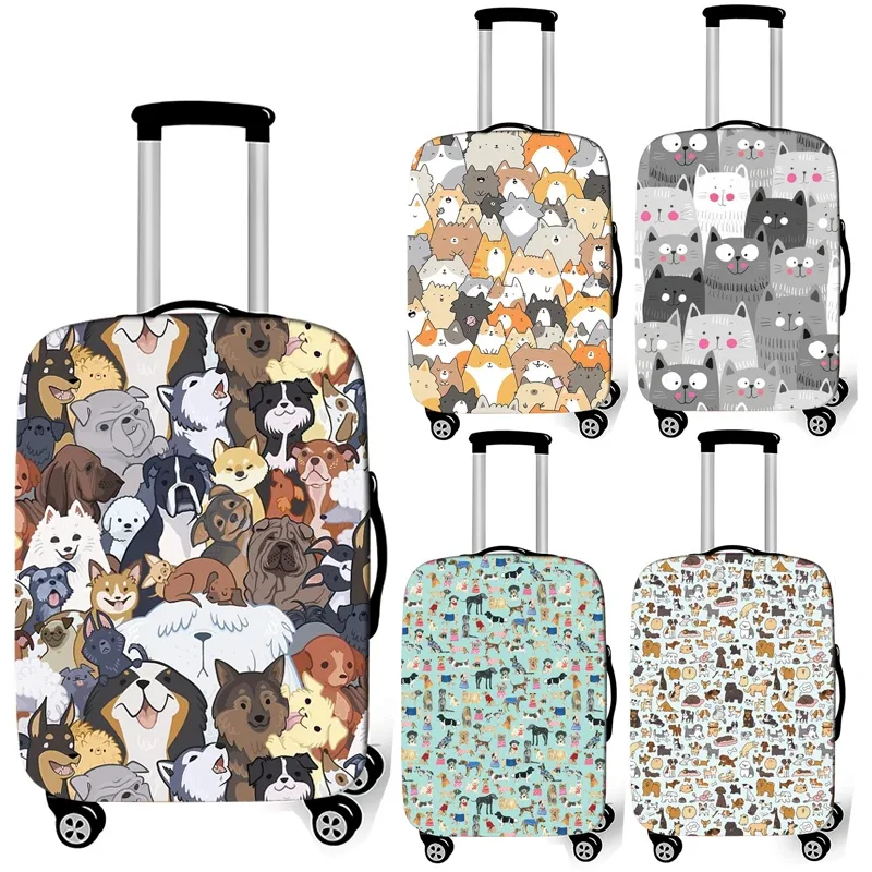 housse de bagage imprimée chien/chat mignon, accessoires de voyage, housses de bagages anti-poussière, housse de valise élastique pour boîtier de chariot