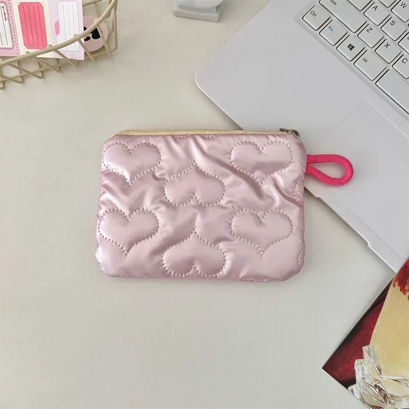 porte-monnaie à motif de nœud argenté pour femme, portefeuille pour écouteurs, pochette à fermeture éclair, trousse à cosmétiques en poudre, prédire