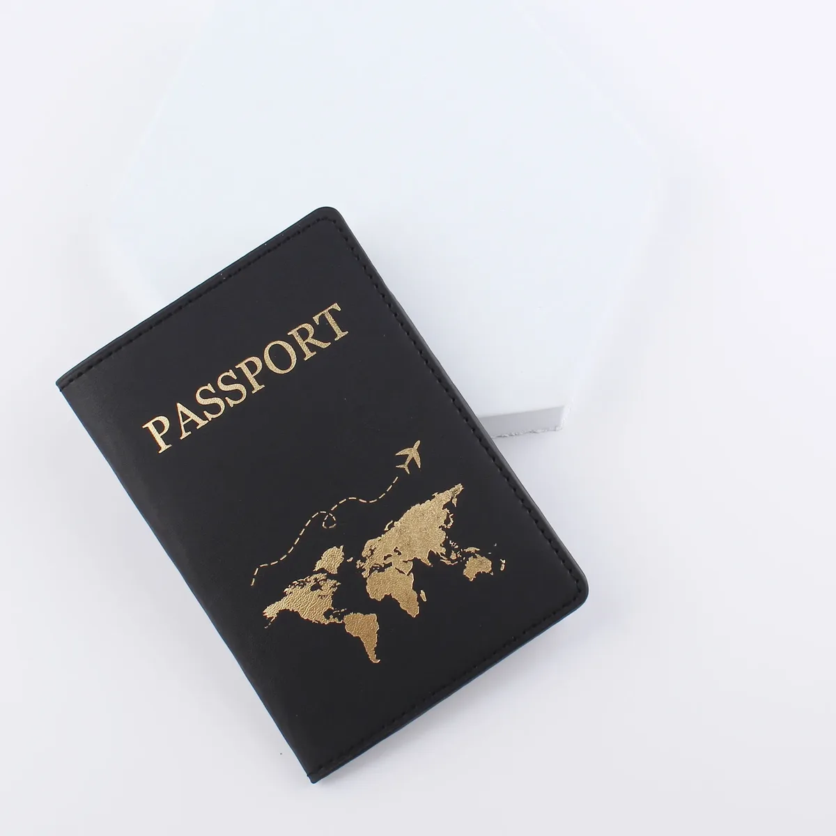 couverture de passeport en cuir pu, simple, à la mode, carte du monde, mince, porte-passeport de voyage, portefeuille cadeau, étui pour cartes, unisexe